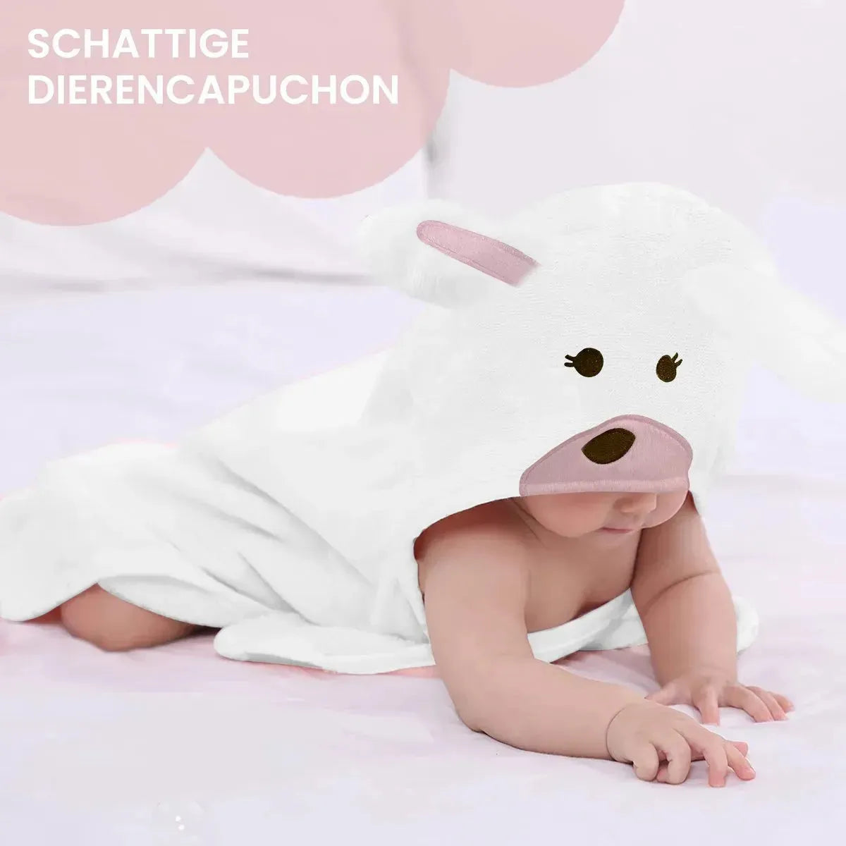 Konijn Roze Multifunctionele Baby Fleece deken met capuchon – Wikkeldeken – Deken 75x100 cm