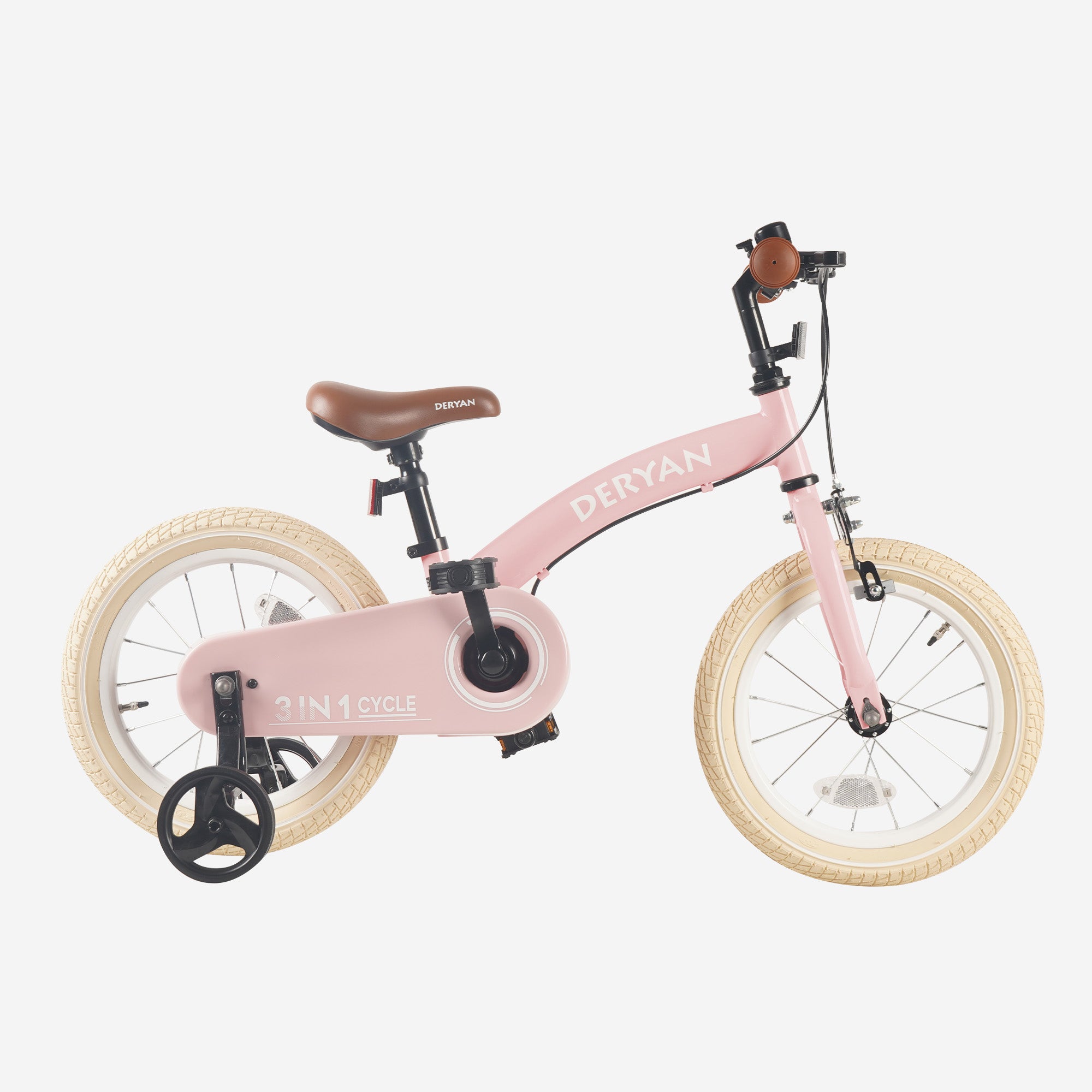 Luxe Kinderfiets 14 inch - 3 in 1 - loopfiets - Roze