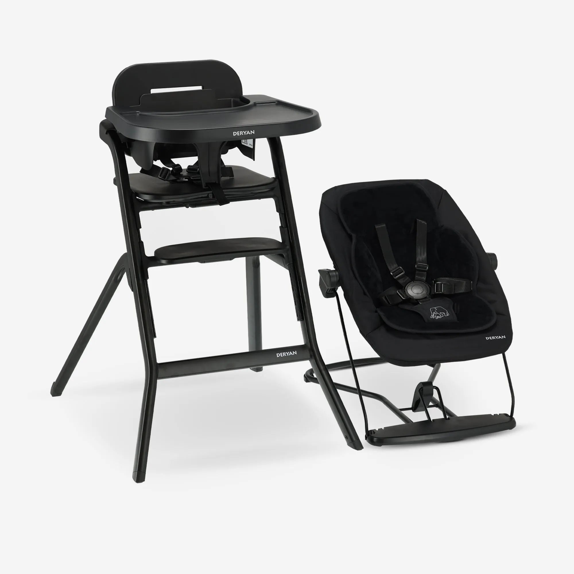 Curve High Chair Set Complete - Includes bouncer - Black