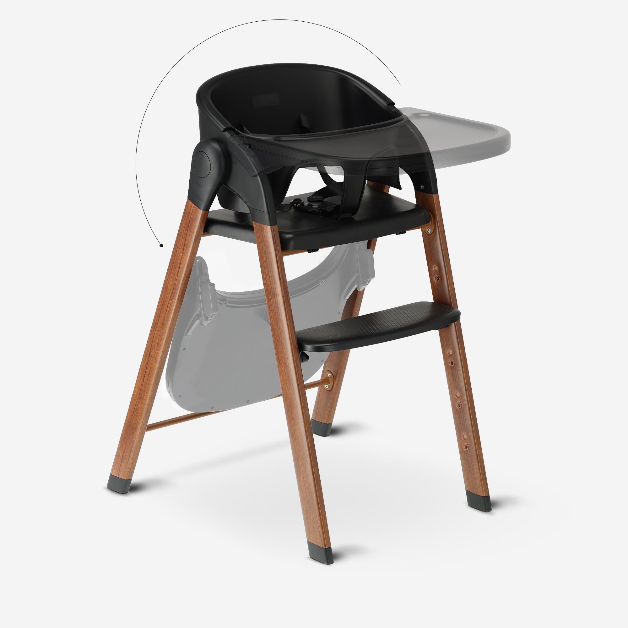 Luxury High Chair Black / Wood