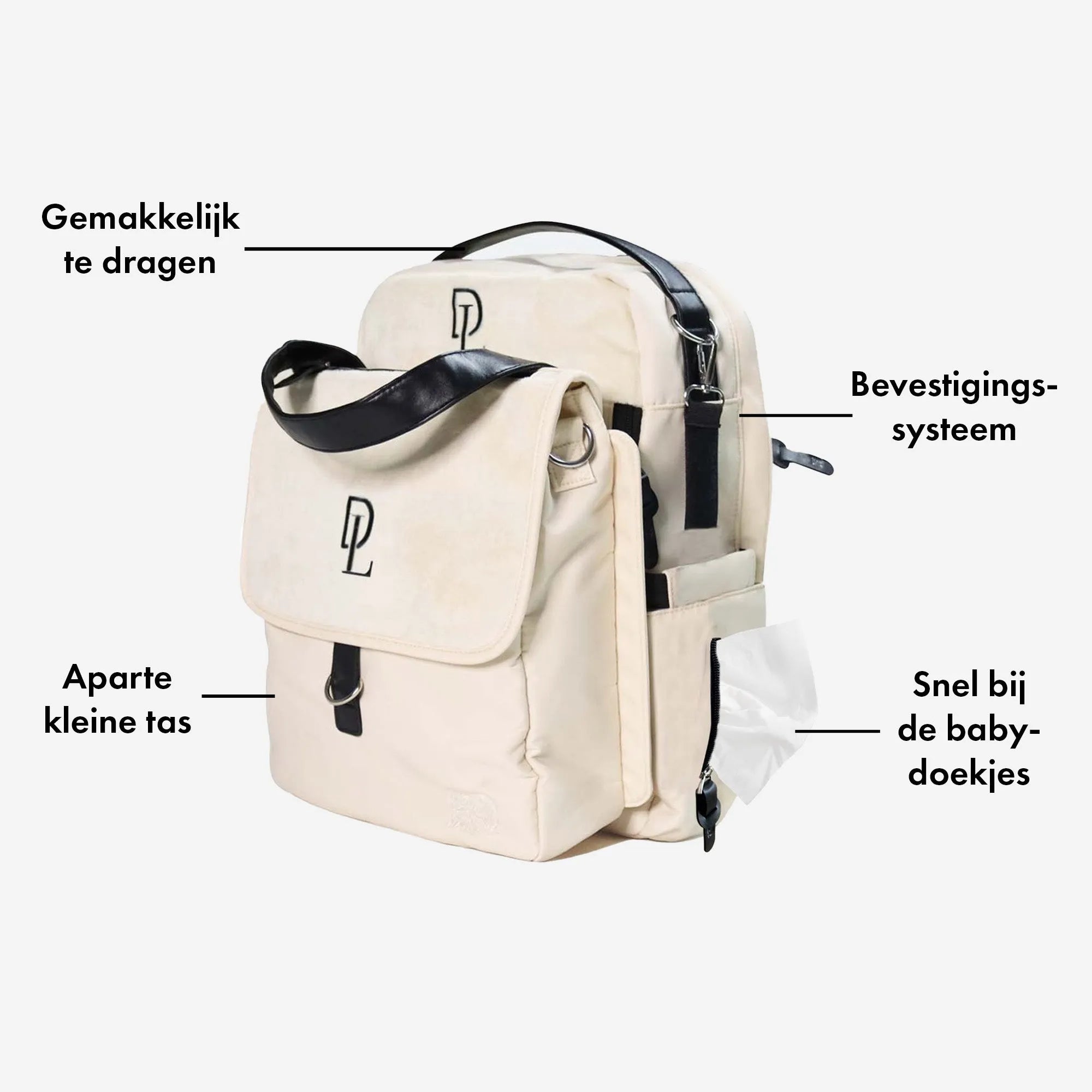 Three-Piece Diaper Bag - Cream