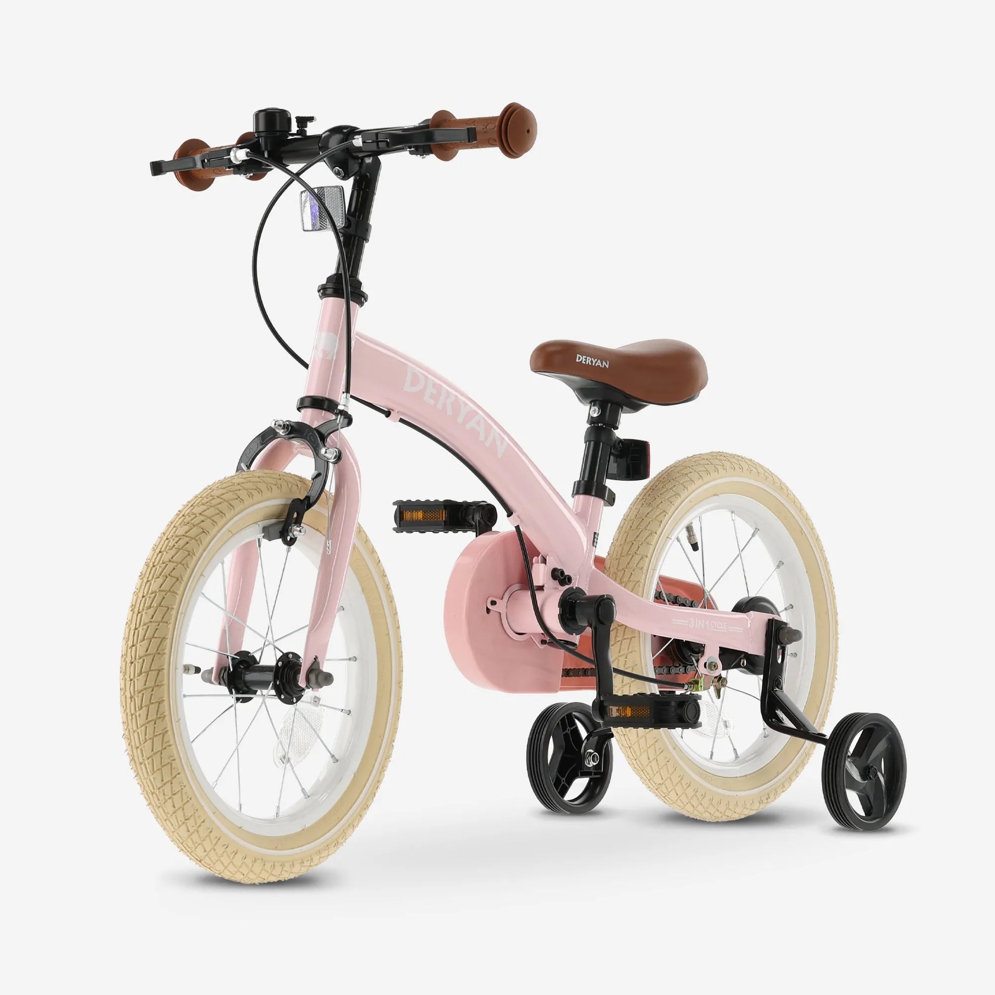 Luxe Kinderfiets 14 inch - 3 in 1 - loopfiets - Roze