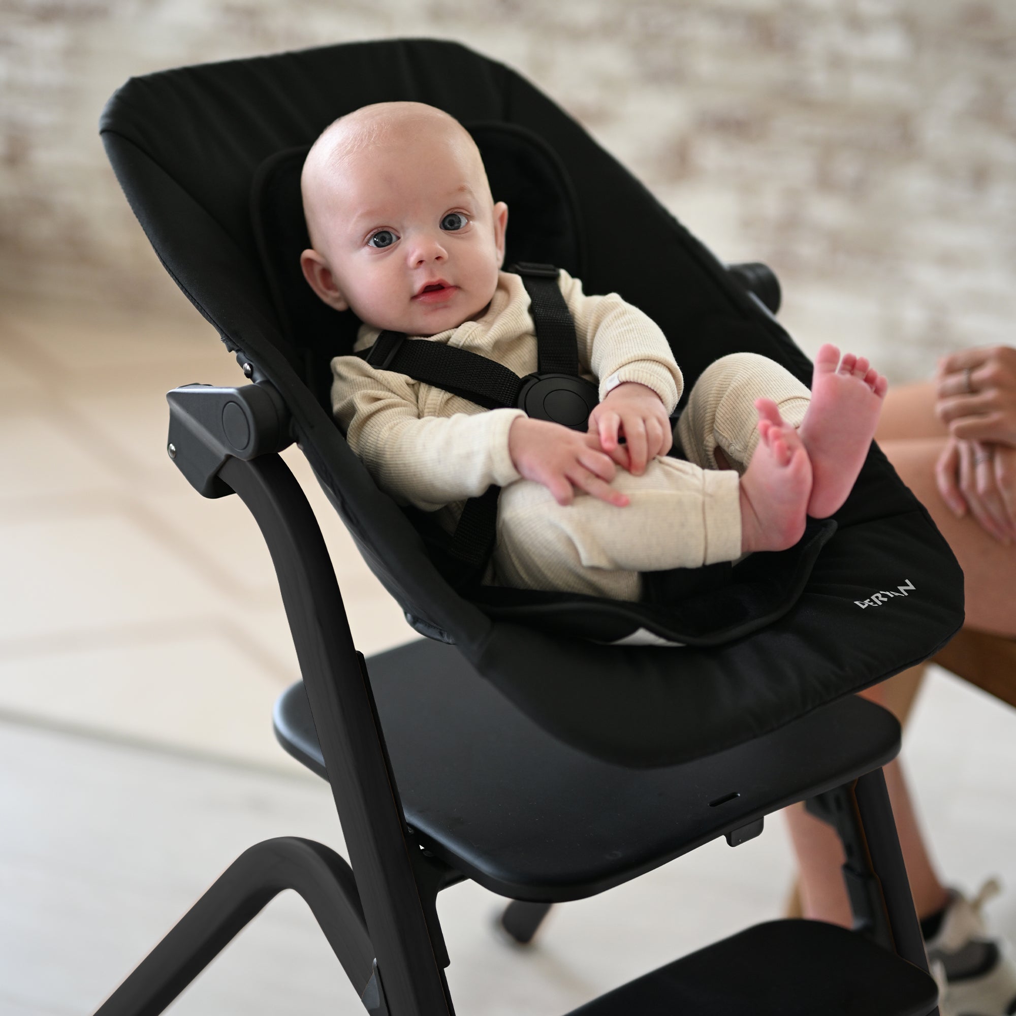 Curve High Chair Set Complete - Includes bouncer & insert cushion - Black