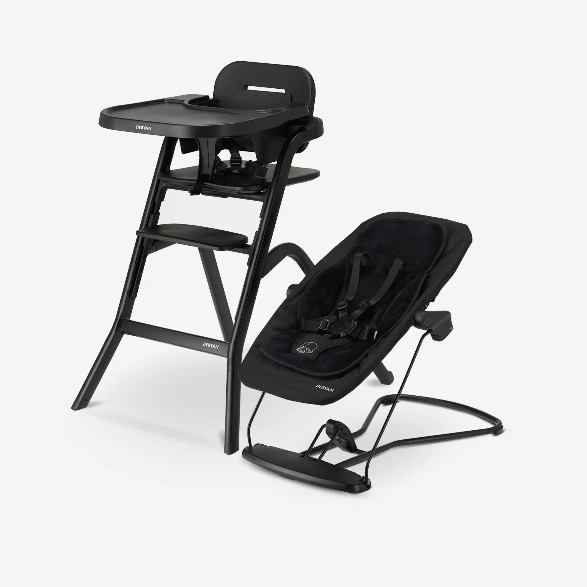 Curve High Chair Set Complete - Includes bouncer & insert cushion - Black