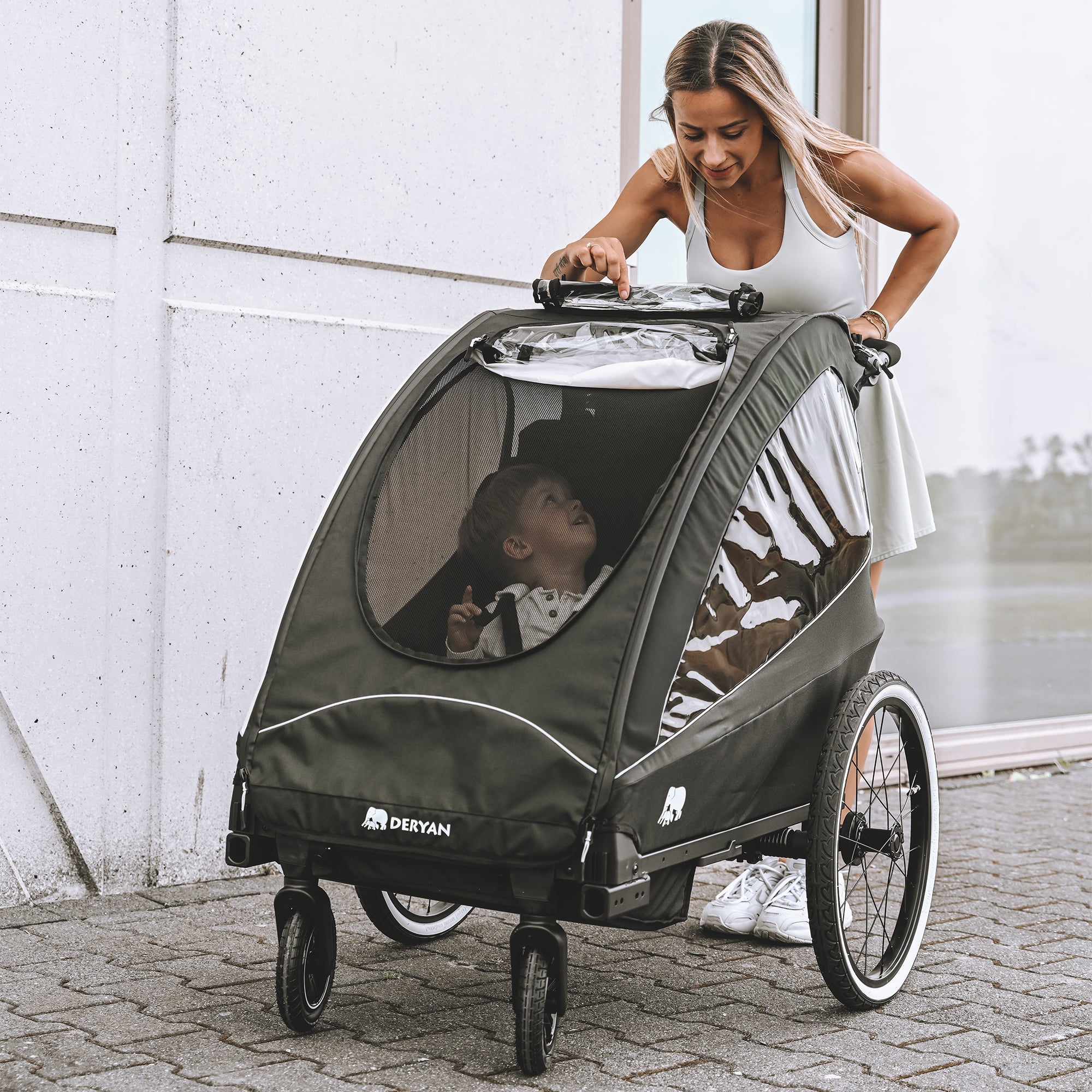 Fietskar - Wandelwagen - Hardloopkinderwagen Zwart