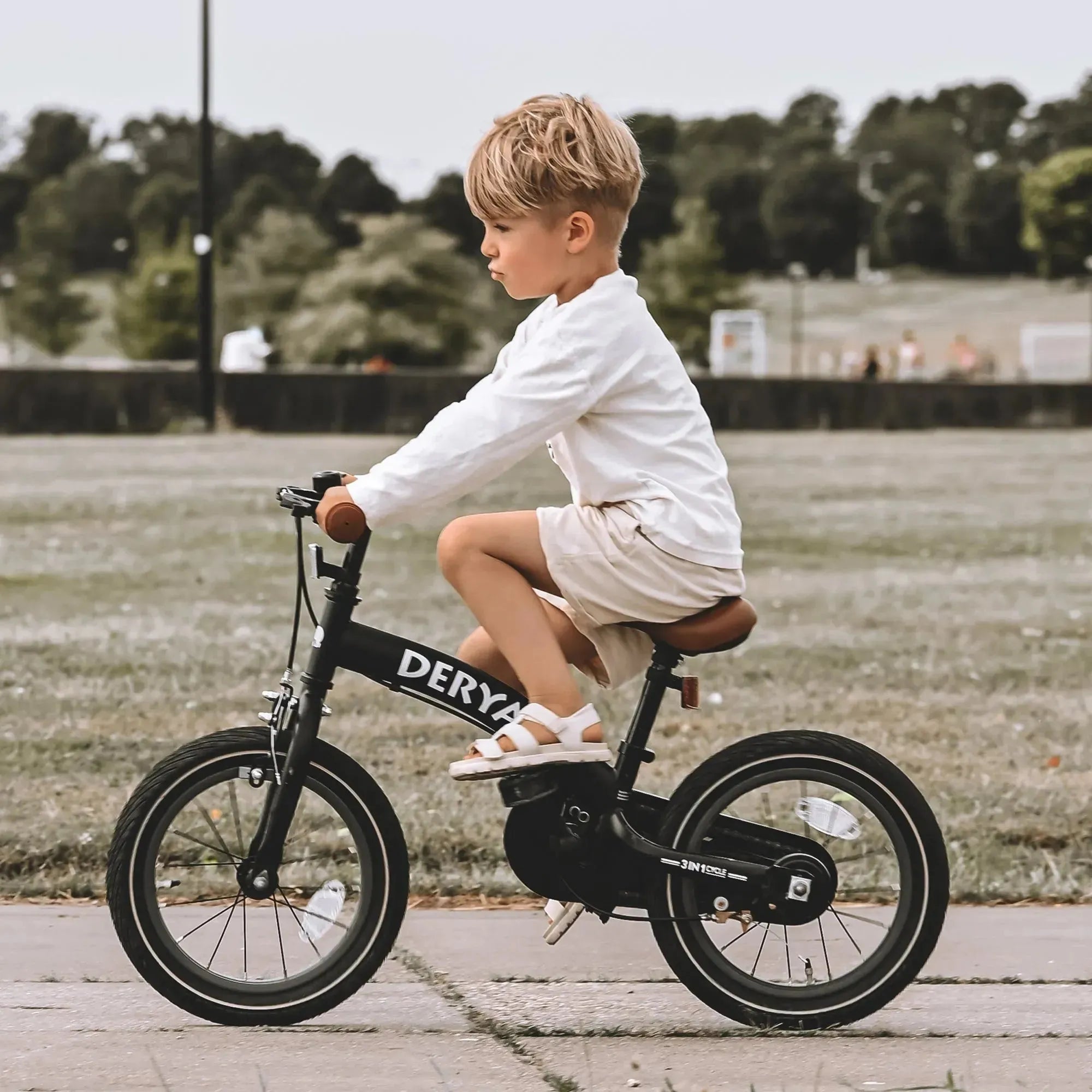 Luxe Kinderfiets 12 inch - 3 in 1 - loopfiets Zwart