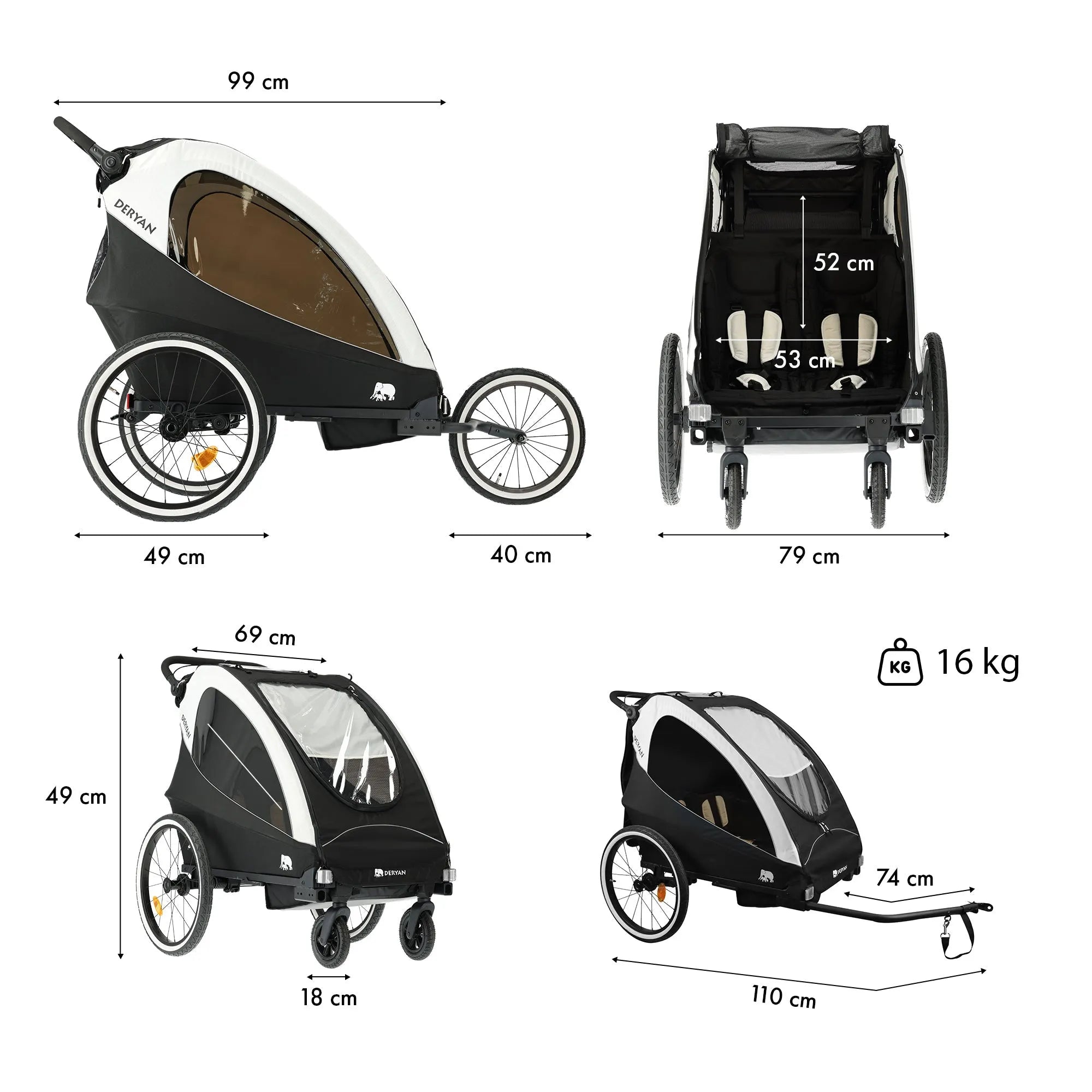 Cykeltrailer - Klapvogn - Jogging barnevogn